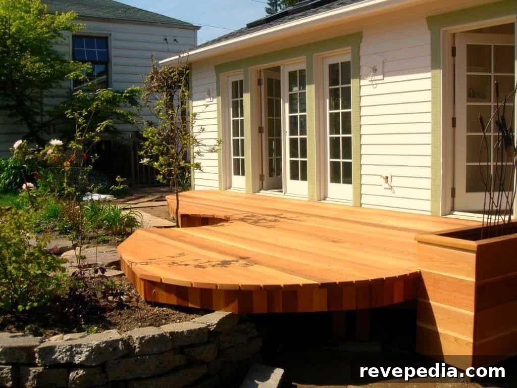 backyard deck with plants