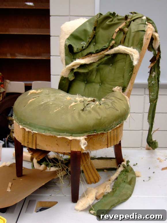 Essential Upholstery Tools Every Beginner Needs 2 green-chair-mid-reupholstry.jpg