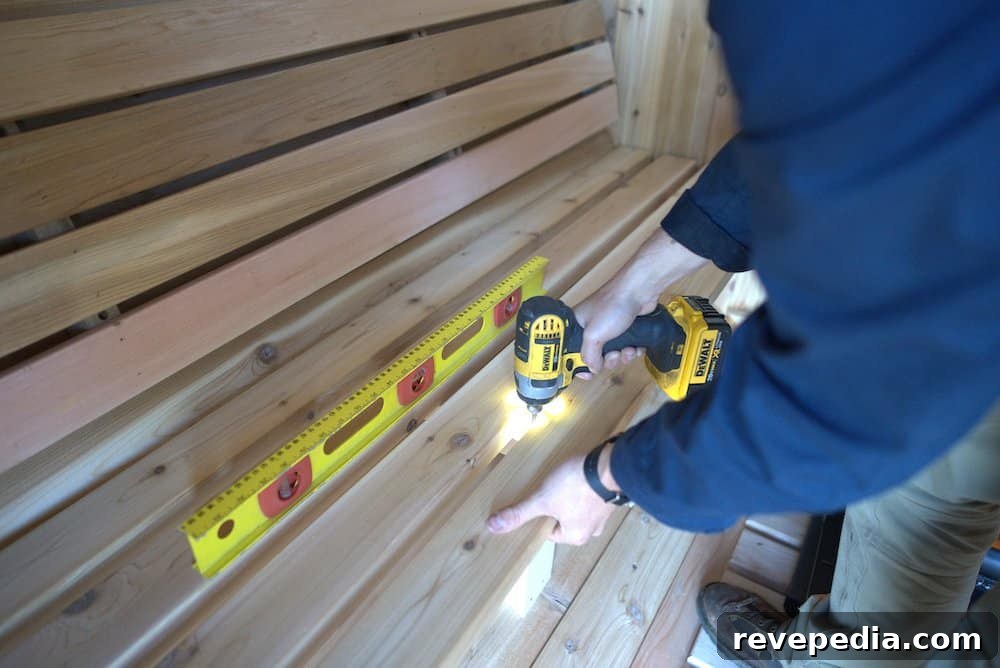 Interior benches installation