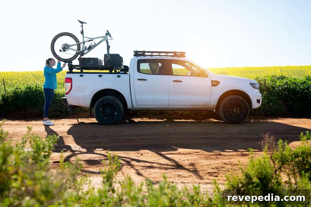 Bike mounted on passenger side of rack
