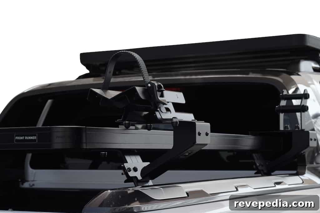 Close-up of side mount hardware