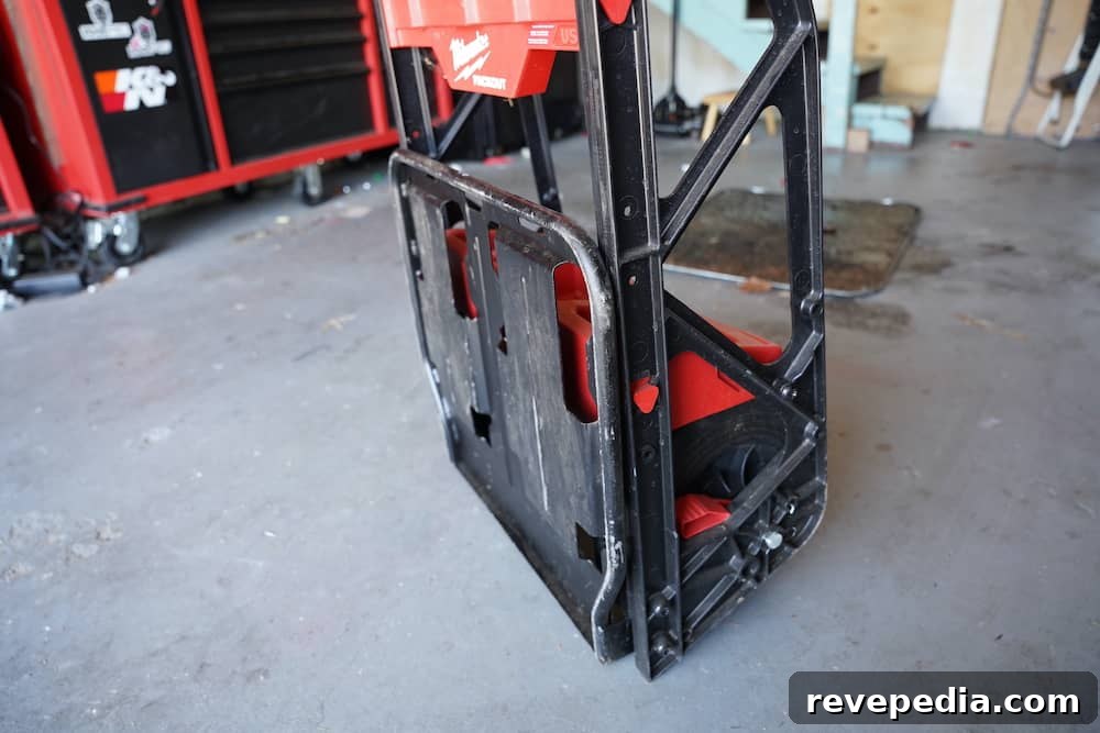 Folded Packout cart for storage