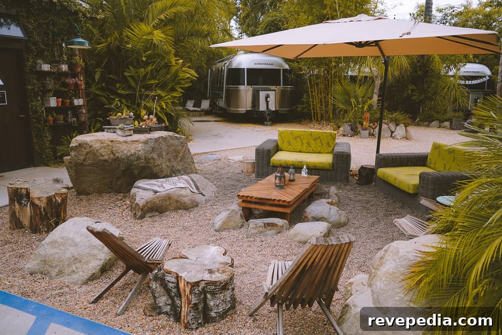 Glamp at Caravan Outpost in Ojai: Luxe Outdoor Getaway 7 Airstream common area