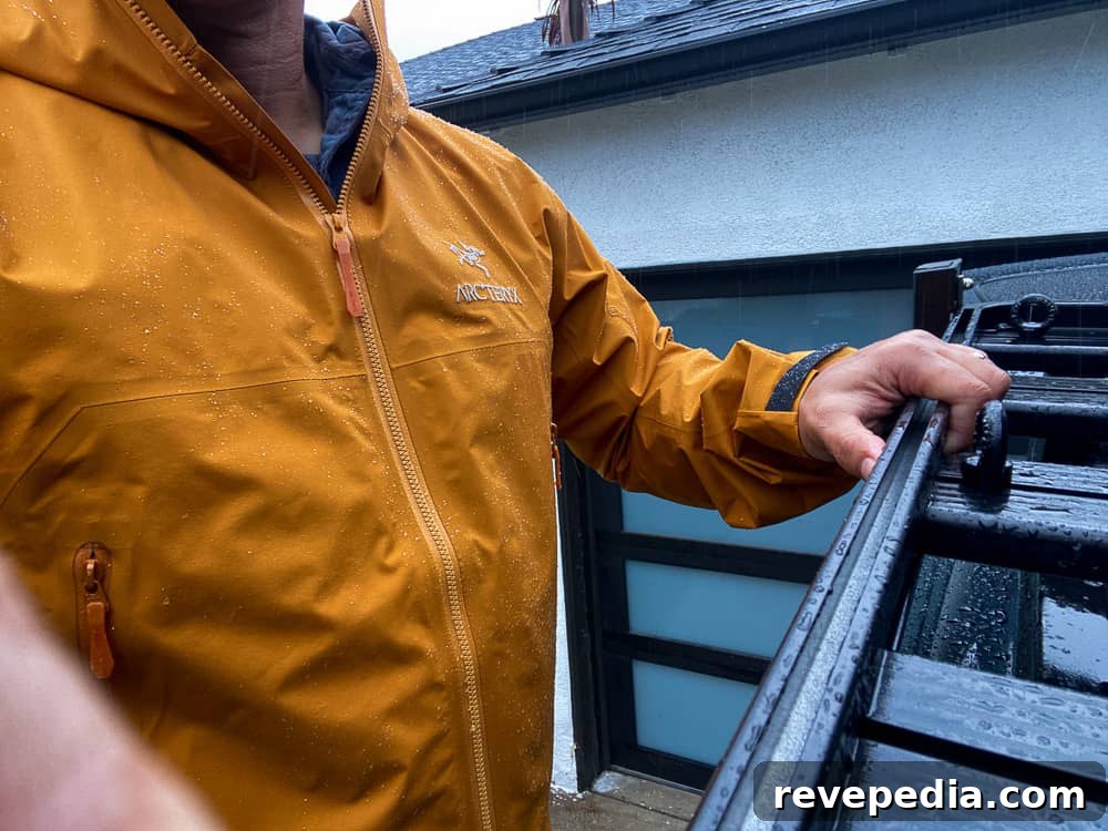 Arc'teryx Beta packed or worn in the rain
