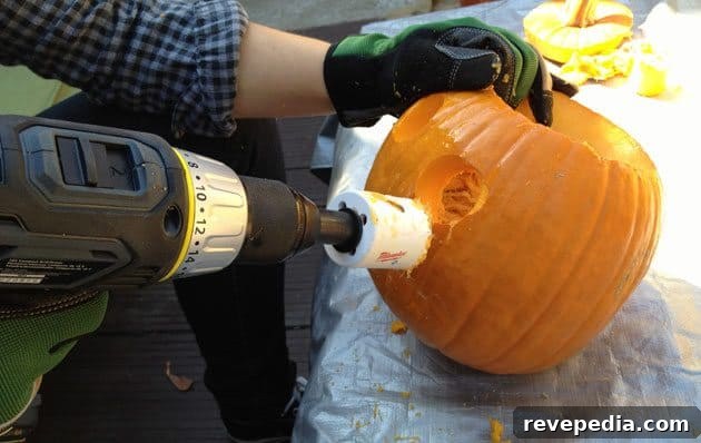 Power Tool Pumpkin Carving: Tips for Fast, Precise Designs 2 power-tools-pumpkins-drill