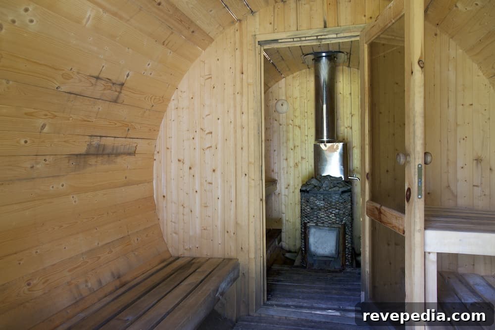 barrel sauna interior