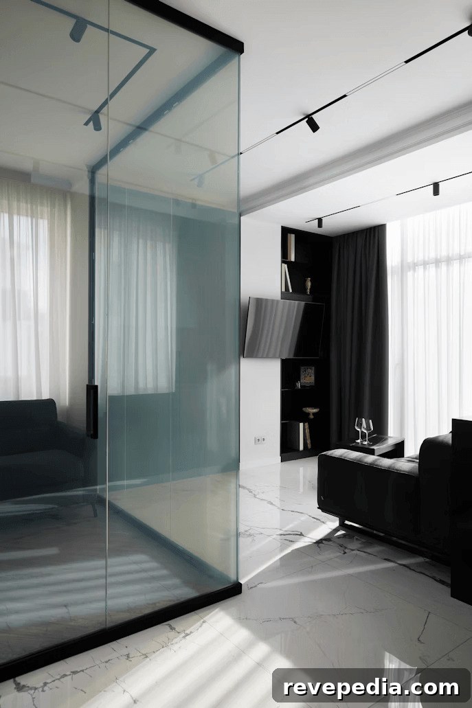 Transform Your Home with Blackout Curtains for Comfort & Savings 3 Living room with glass wall, ready for blackout