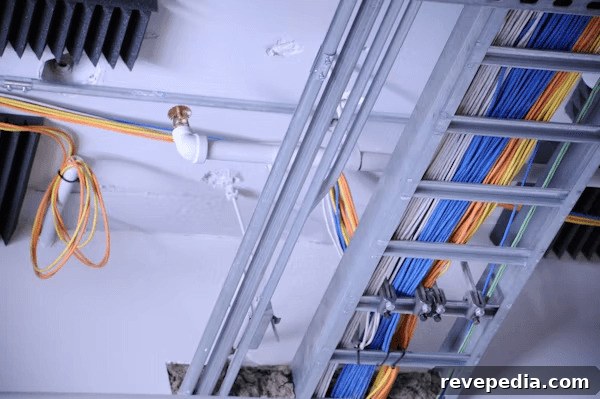 Run Ethernet Through Finished Walls With Minimal Damage 3 Messy electrical wires hanging on a wall