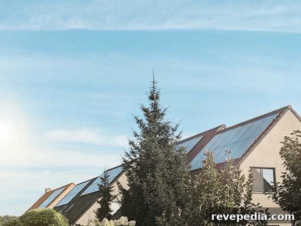 Newly built homes with solar panels on