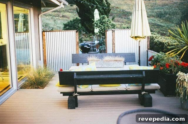 Essential Things to Know Before Building Your Backyard Deck 2 Patio with bench and umbrellas