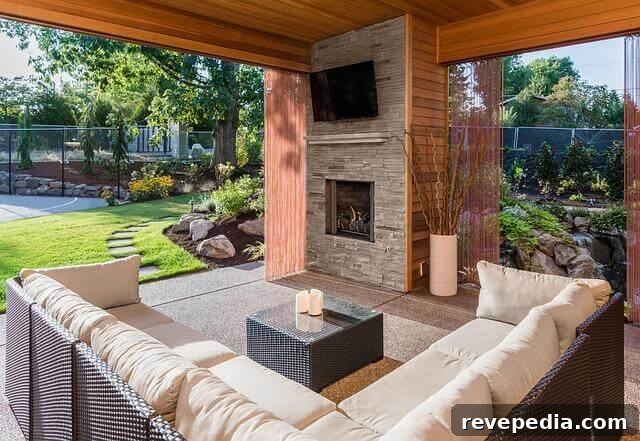 Essential Things to Know Before Building Your Backyard Deck 4 Living room with a couch and a fireplace