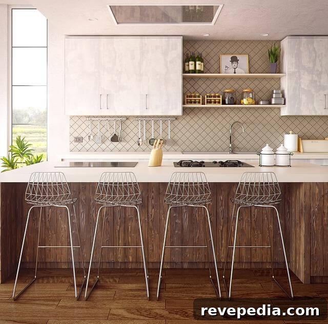 3 Smart Ways to Design a Functional, Fresh Kitchen 2 A modern kitchen featuring ample counter space and inviting bar