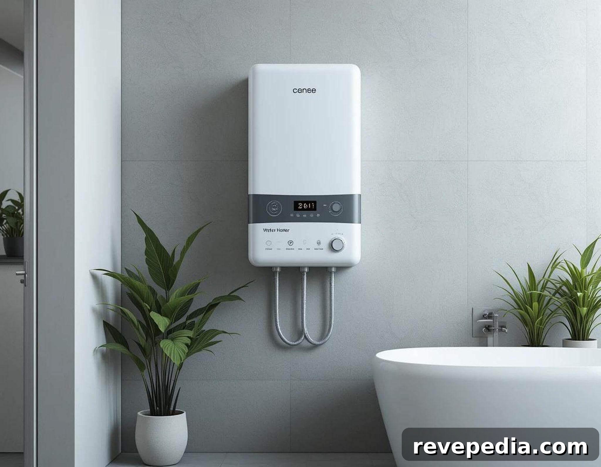 White wall-mounted water heater in