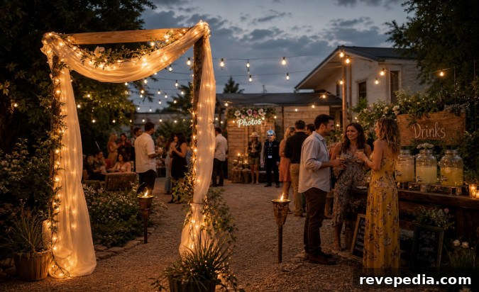 4 Creative Ideas for an Unforgettable Backyard Party Theme 2 Outdoor evening party with lights and decorations