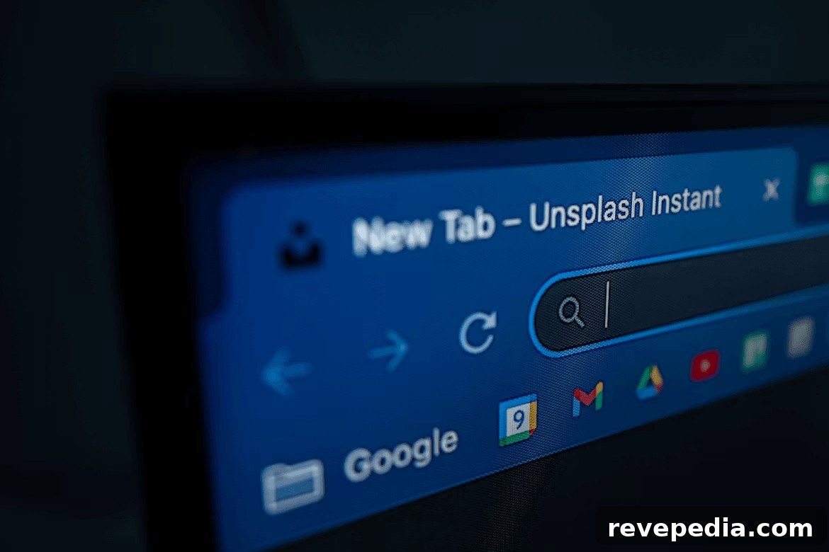 Computer screen with an open tab displaying a new