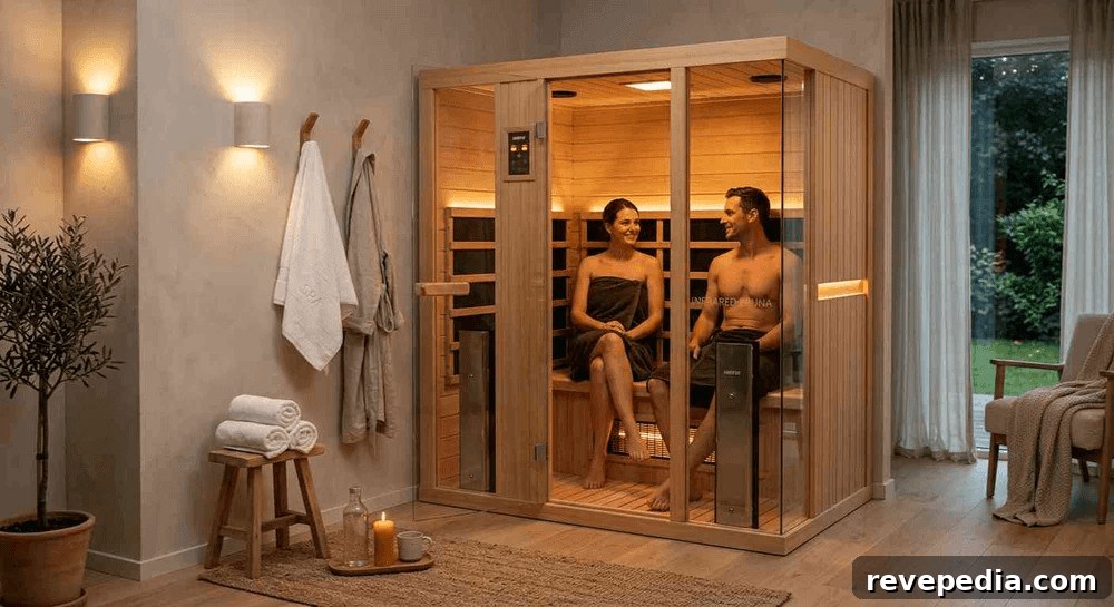 Couple enjoying an infrared sauna