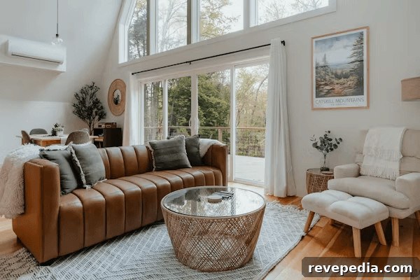 Living room with furniture and large window