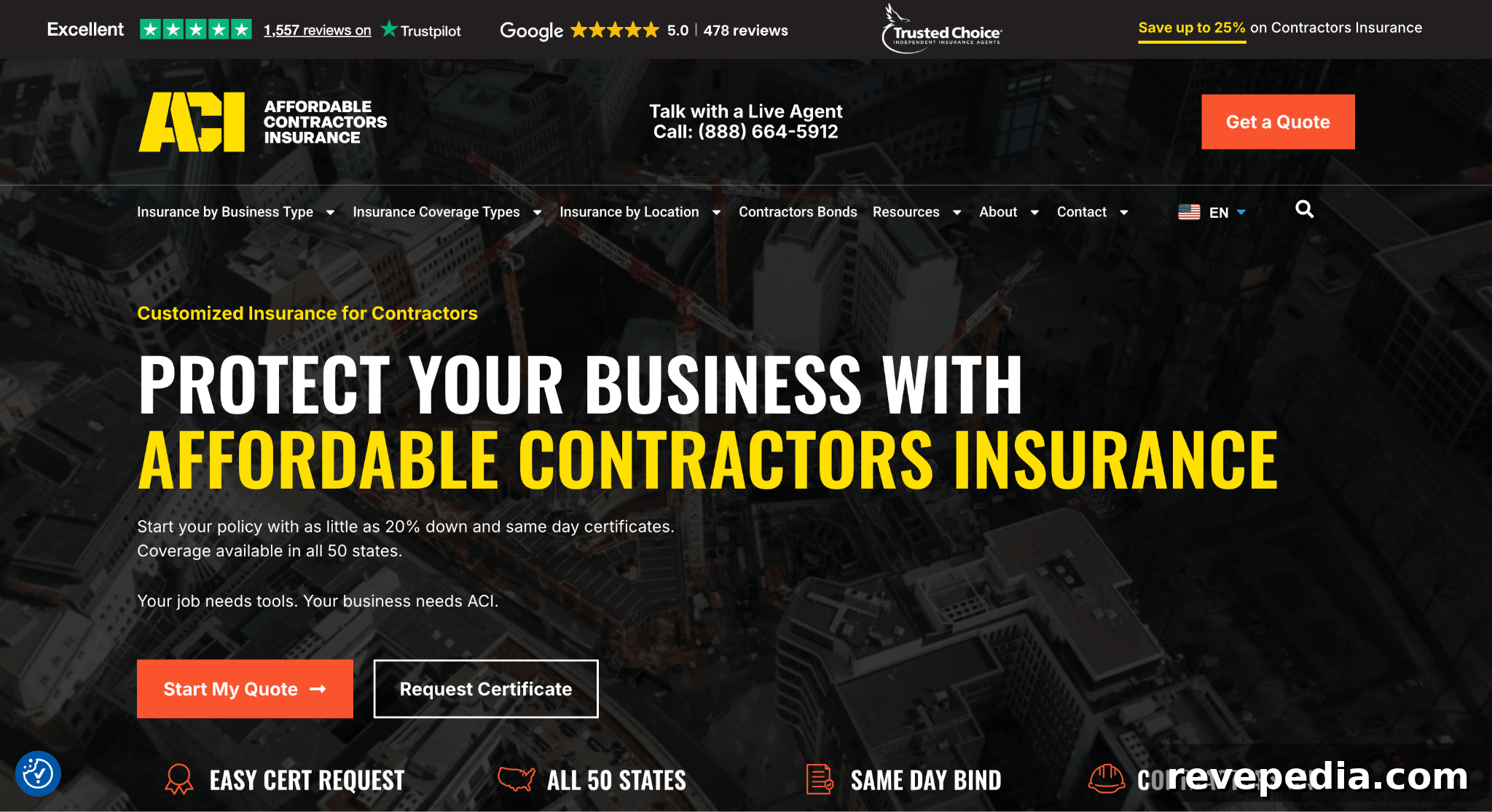 Arizona Construction Insurance Providers to Watch in 2026 2 Website page showcasing an Arizona construction company