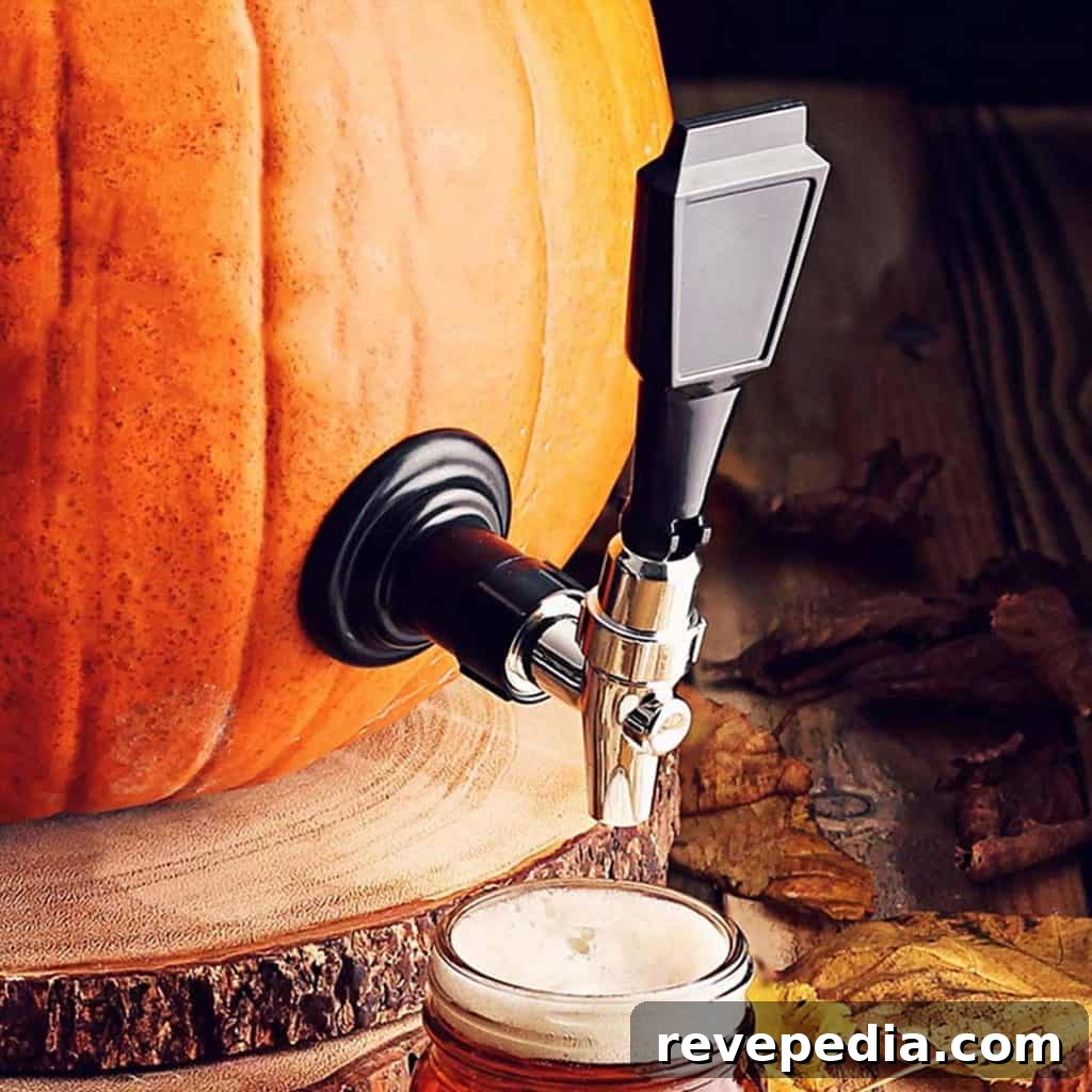 Pumpkin Tap in Use Pumpkin tap installed on carved pumpkin