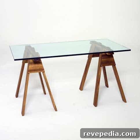 DIY Sawhorse Table: Step-by-Step Build Guide 10 glass-sawhorse-table