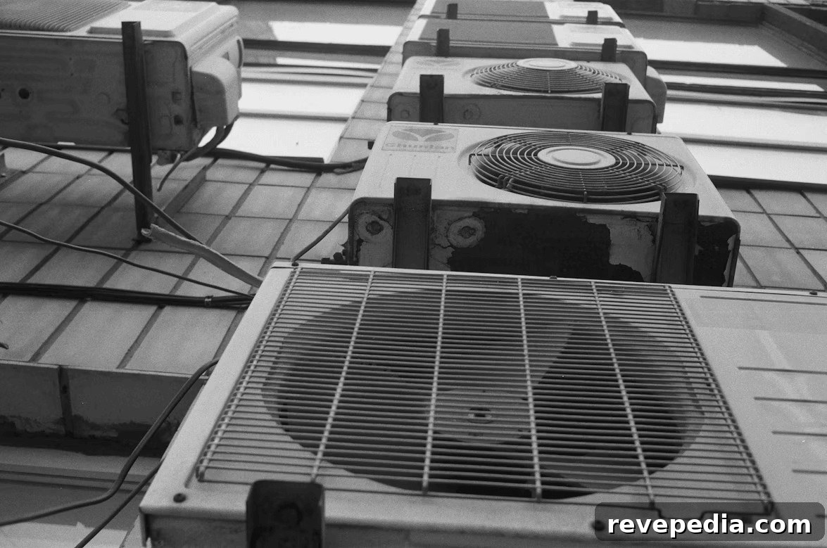 Delaying Component Replacement Drives Up Repair Costs 3 Row of old air conditioners on a tiled