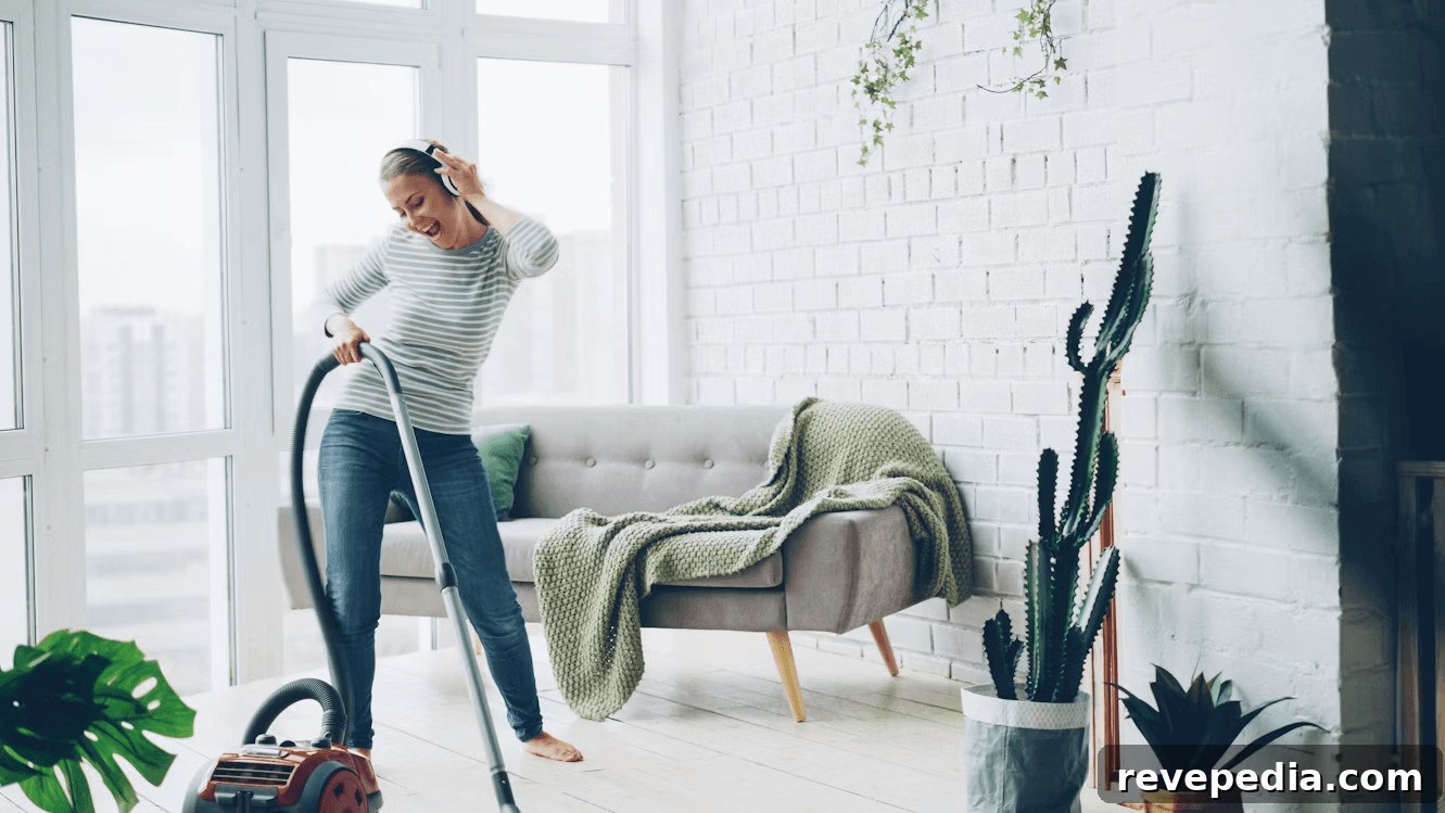How Regular Home Carpet Cleaning Improves Indoor Air 2 Woman vacuuming living room carpet for a healthier