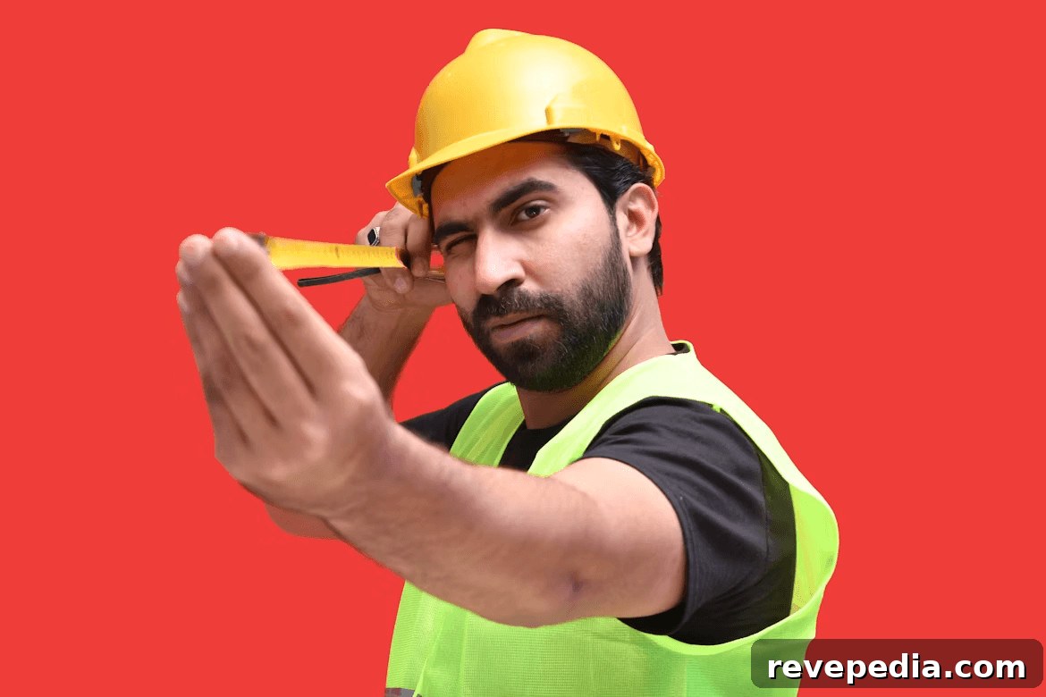 Man in yellow safety vest holding scissors