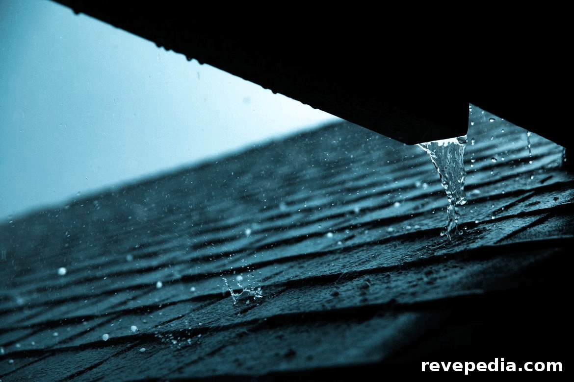 How Home Rainwater Management Prevents Septic System Problems 2 Close-up of a roof showing water overflowing from