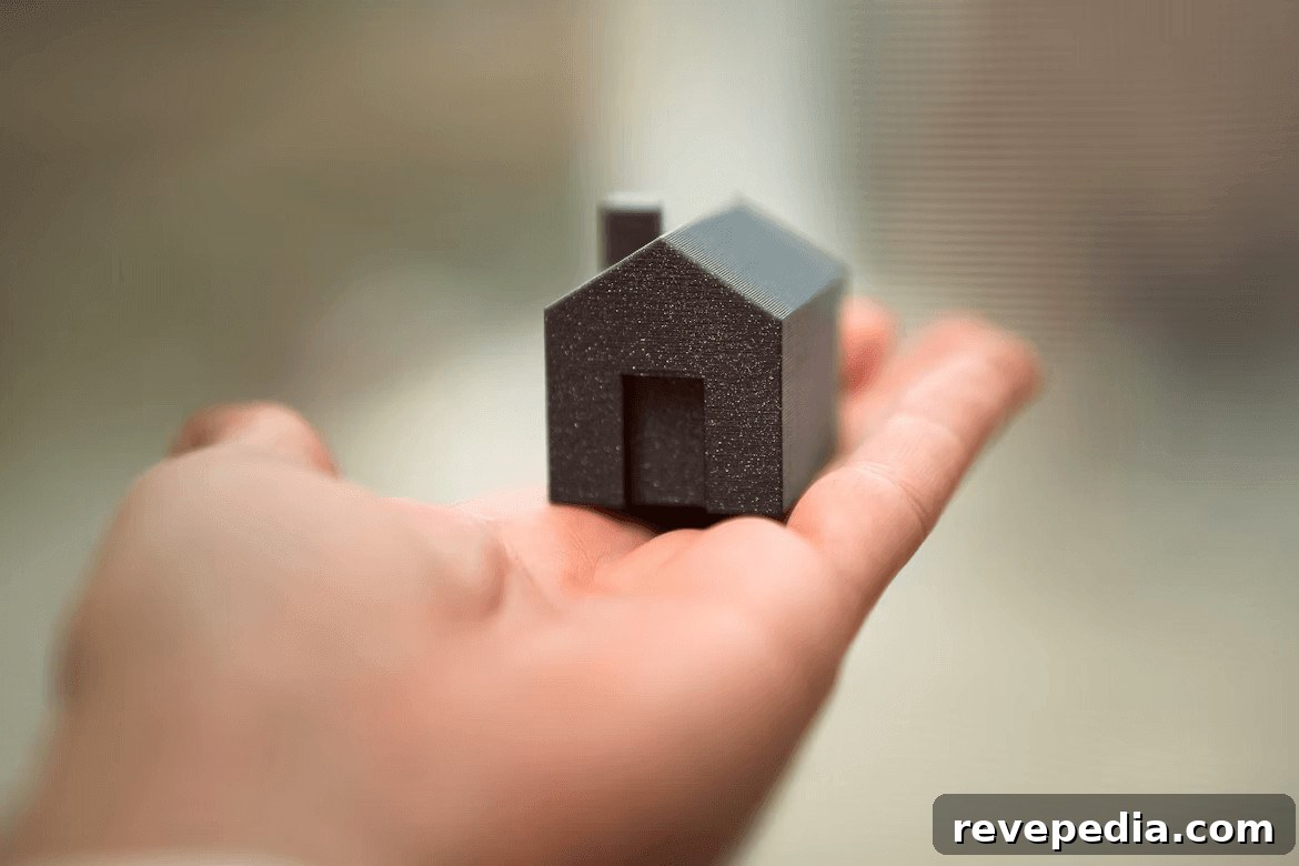 Hand holding a small house, symbolizing