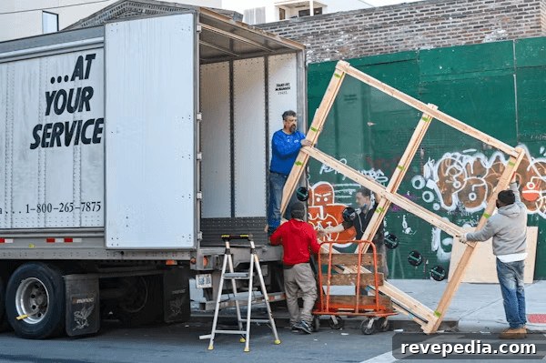 Homeowners: What to Know Before Hiring Movers 3 Movers unloading a large piece of wood