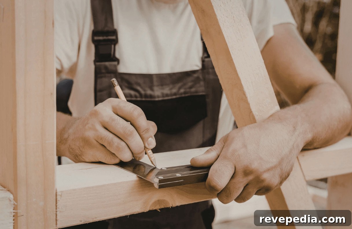 Man measuring wood for a DIY project