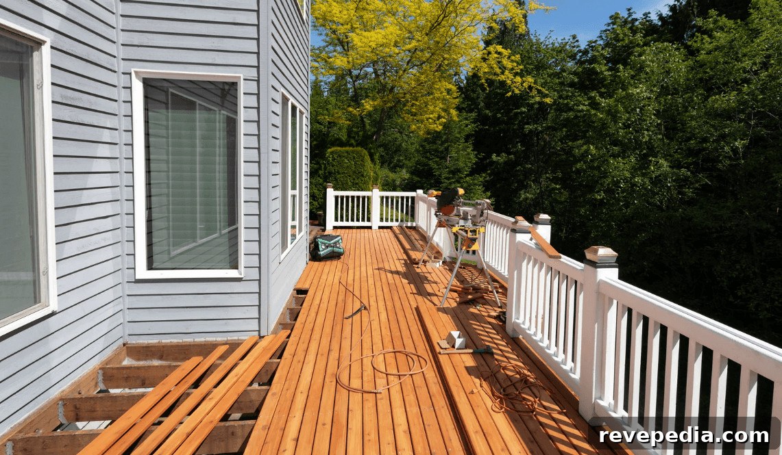 How to Build a Long-Lasting Outdoor Deck: Expert Tips 3 Durable wooden deck with white railing and bright