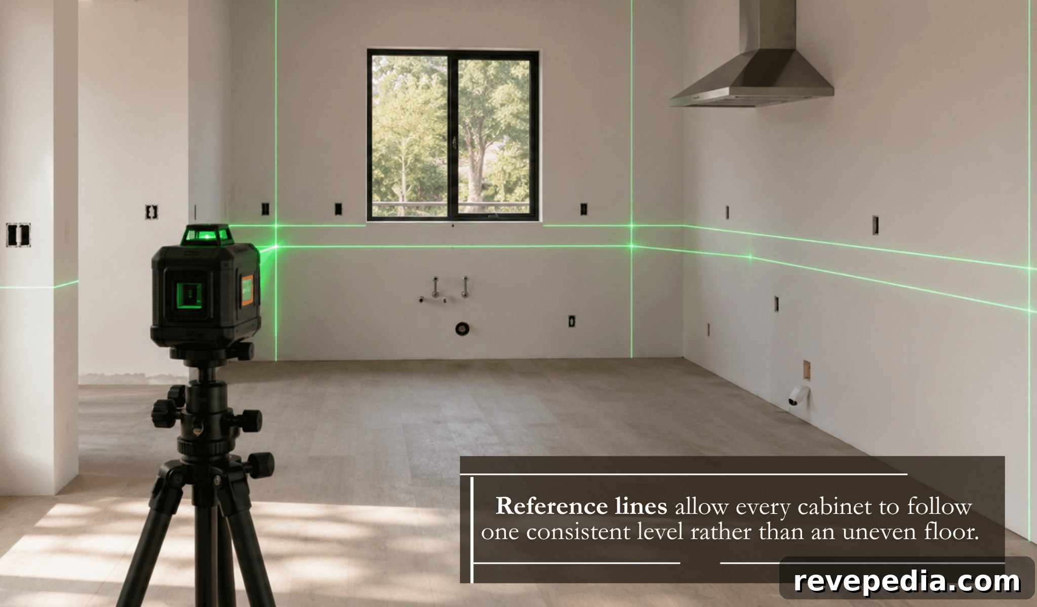 How to Install RTA Kitchen Cabinets: A DIY Guide 4 level reference lines for cabinet installation