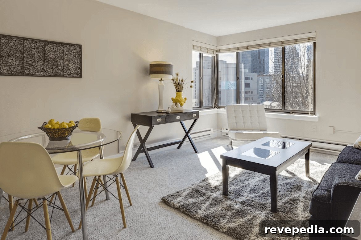 Playmat and Dining Rug Ideas for Stylish Dining Spaces 2 Modern living room with glass table and elegant dining space
