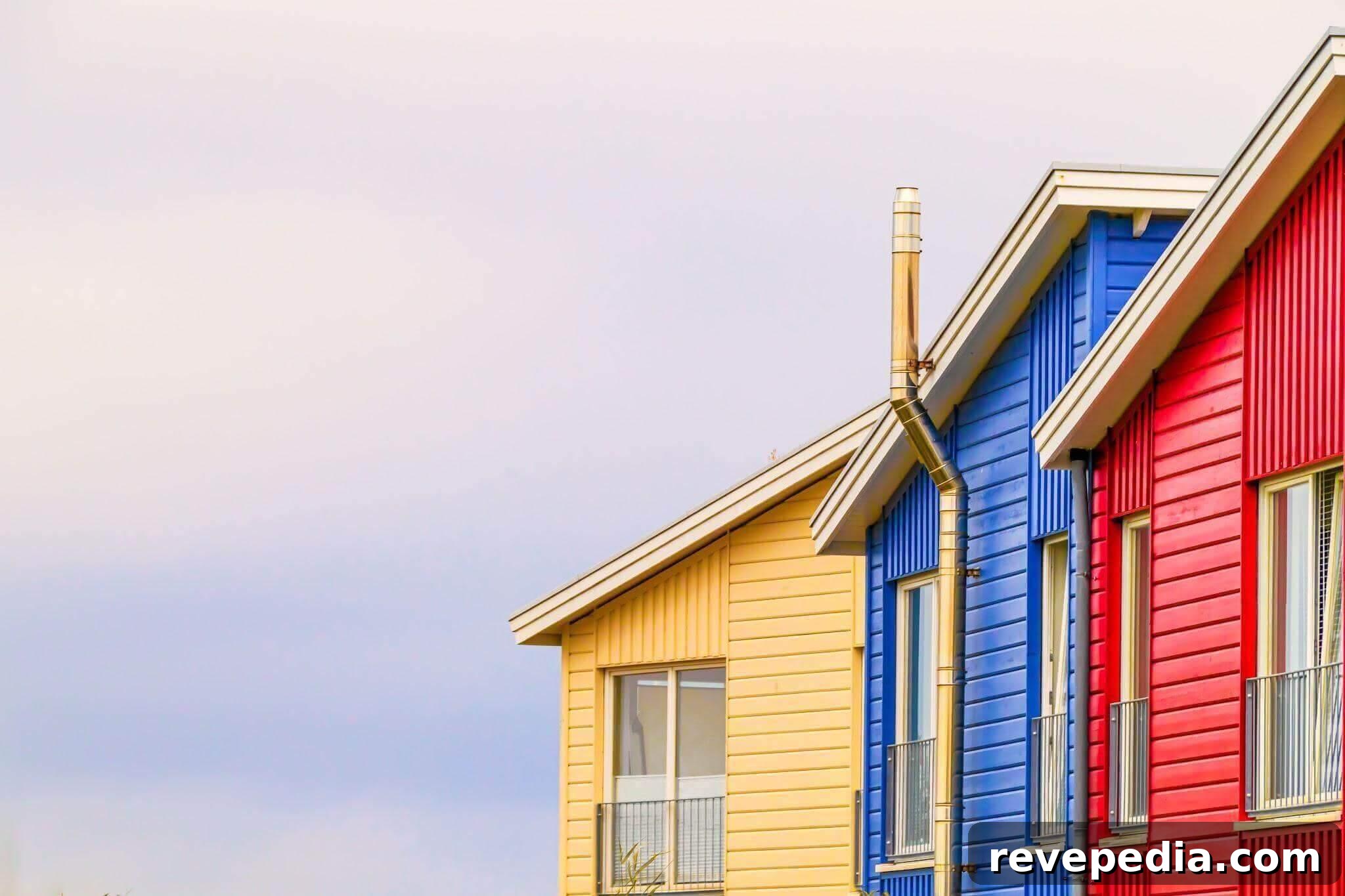 Home Improvement Ideas for Interior and Exterior 3 Row of colorful houses on a cloudy day