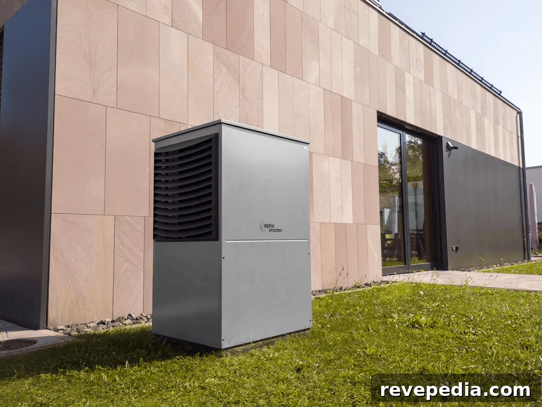 Outdoor silver air conditioner unit for a central heat pump